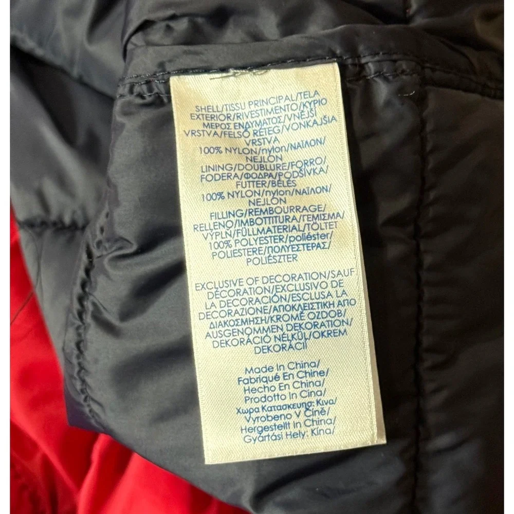 Chaps Mens Red Quilted Puffer Jacket Full Zip Stand Collar Size Large